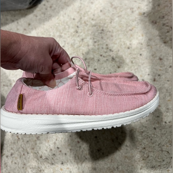 Girls kids youth Hey Dude pink linen cotton candy shoes Y2-3 - Picture 5 of 8